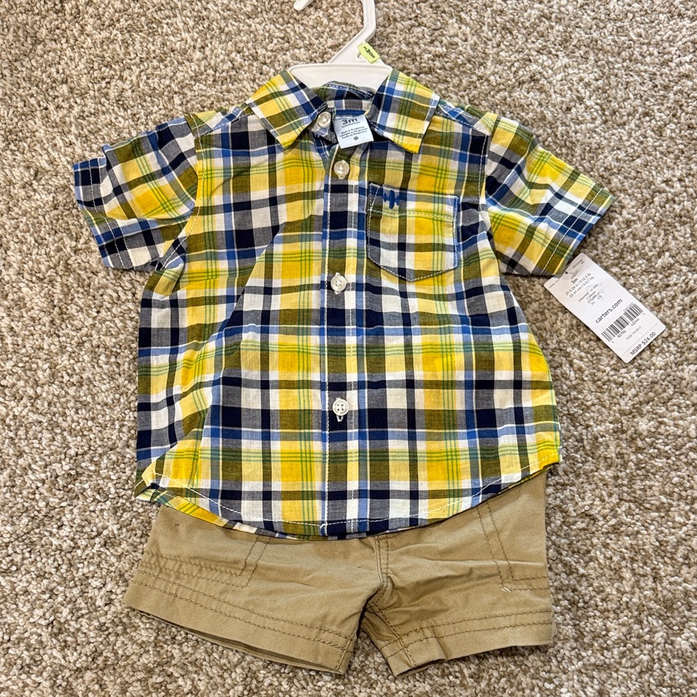 Carter's Blue and Yellow Plaid Button Down Shirt